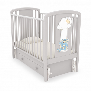 Кровать детская К-2002-30м "Жаклин"  декор Мишка на качелях голубой