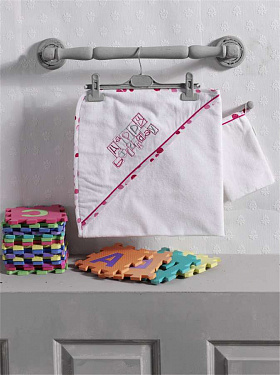 Полотенце с уголком и варежкой Kidboo Happy Birtday, 75x75 см., 100% хлопок