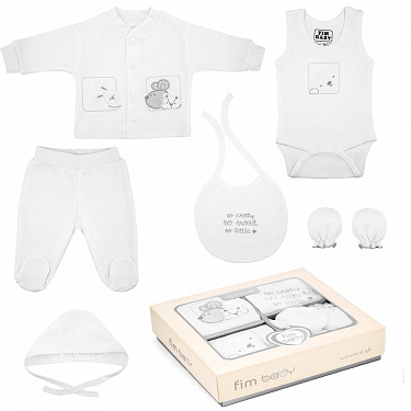 Трикотажный набор Fimbaby 200074, 6 пр. (боди, слюнявчик, царапки, шапочка, штанишки, кофточка)